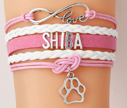 Shiba Love Braided Bracelet - Pink