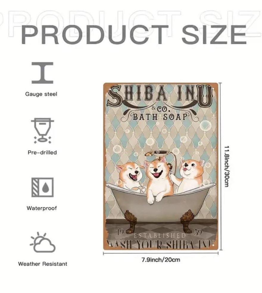 Shiba Inu & Co. Bath Soap Metal Sign