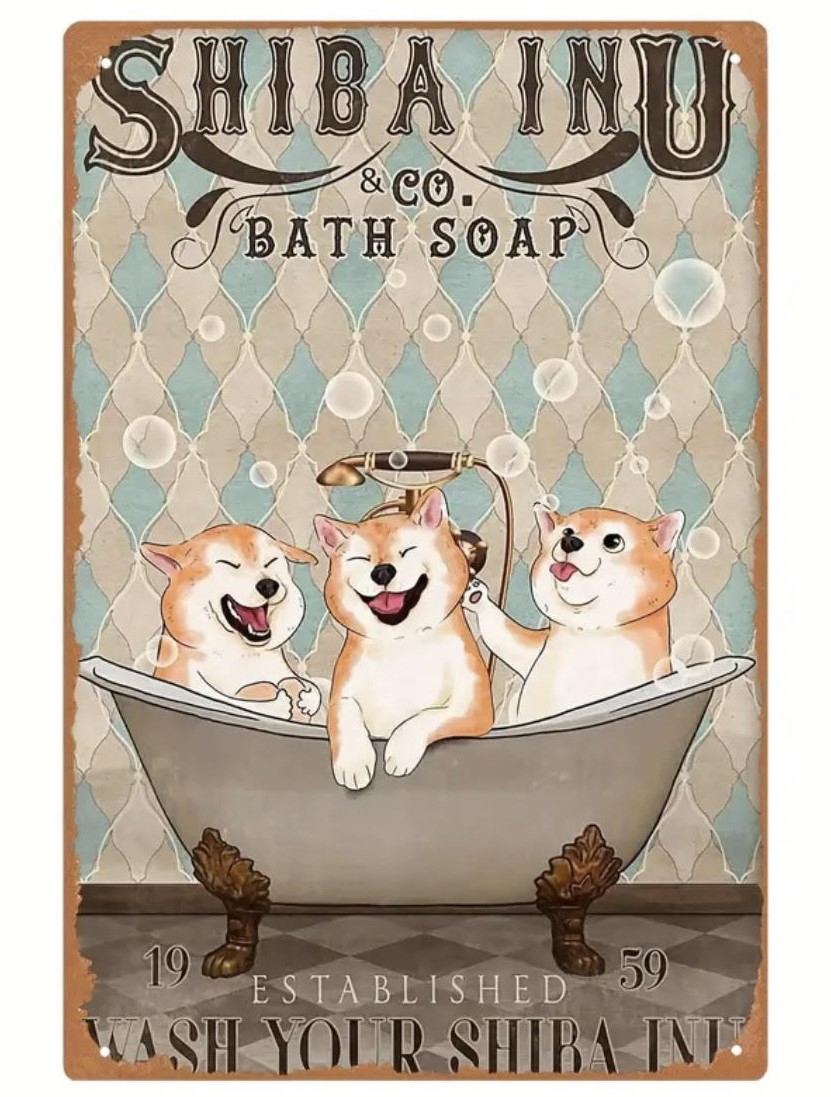 Shiba Inu & Co. Bath Soap Metal Sign